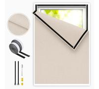 Edonkvi Occultant Fenetre,Rideau Occultant sans Percage,Lin Tissu Anti Chaleur Store Occultant,Découpable Store Enrouleur Thermique au Metre pour Voyage Chambre Bureau Toit Soleil Fenetre Maison