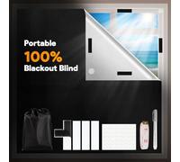 Edonkvi Store Occultant sans Percage, 200x148cm Rideau Occultant Pare Soleil Fenetre de Toit Maison, Anti Chaleur Tissu Isolant Thermique au Metre, 100% Blackout Matériau Noir, WZCL2024