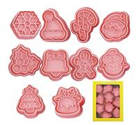 Edorco 2 Pcs Emporte-pièces pour Noël - 10 Pièces Coupe-Noël Coupe-Biscuits | Outil Cuisine pour la Cuisson DIY, 3D Mini Fondant Cookie Stampers DIY Christmas Party Moulds