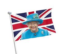 Edorco Drapeau du jubilé de Platine de Queens - 3x5Ft/90x150cm Drapeaux Union Jack avec Sa Majesté la Reine - Décorations pour la Maison du jubilé de la Reine Elizabeth Articles de fête