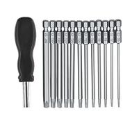 EdorRo Lot de 13 embouts de tournevis Torx longs de 100 mm, embouts magnétiques Torx T6-T40, tournevis électrique hexagonal 6,35 mm