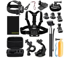 EDOSETEK Kit d'accessoires pour caméra d'action GoPro Hero 13 12 11 10 9, DJI Osmo 4 3 2, AKASO EK7000, Wolfang, IDJI Osmo 4 3 2 Insta360 X3 X2 GO 3 avec étui