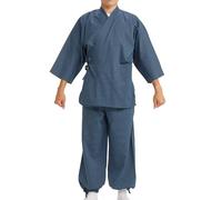 Edoten Samue Vêtements de travail pour hommes Kimono japonais de qualité Quilt sashiko (broderie traditionnelle japonaise à la main) Vêtements de travail Veste DIY Pantalon, bleu marine, XL