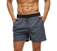 EDOTON Maillot de Bain Homme avec Poche Zippée Short de Bain Imperméable à Séchage Rapide Short de Bain avec Cordon de Serrage Réglable