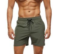 EDOTON Maillot de Bain Homme avec Poche Zippée Short de Bain Imperméable à Séchage Rapide Short de Bain avec Cordon de Serrage Réglable