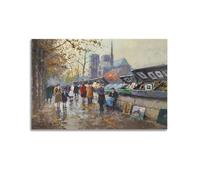 Edouard Cortes Painter Works (bouquinistes) Impression sur toile esthétique Décoration murale d'intérieur moderne 60 x 90 cm