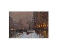Edouard Cortes-Porte Saint-Denis, Hiver, 1900-1969 Peinture sur Toile Art Mural Poster Parchemin Impression Murale Décor Maison Poste