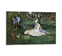 Edouard Manet Impression sur toile représentant Monet dans son jardin à Argenteuil - Décoration murale pour salon, chambre à coucher - 20 x 30 cm