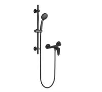 Edouard Rouseau - Combiné Barre de Douche Mécanique BAROS Noir Mat - Douchette 3 Jets - Barre 65 cm - Flexible 1,75 m