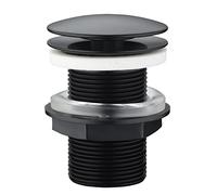 Edouard Rousseau Bonde de Lavabo à Ecoulement Libre, diam. 63 mm, certifié NF, sans Trop Plein, Standard, Finition Noire