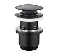 Edouard Rousseau Bonde de Lavabo Clic-Clac, diam. 63 mm, certifié NF, avec Trop Plein, Standard, Finition Noire