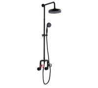 Edouard Rousseau - Colonne de Douche INDUSTRIEL - Tête 200 mm Orientable - Douchette 1 Jet - Bras Télescopique - Noir