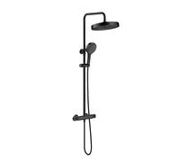 Edouard Rousseau - Colonne de Douche Thermostatique CONCAVE - Douchette 3 Jets anti-Calcaire - Tête de douche 3 Jets 25cm - Sécurité anti brûlure (Noir)