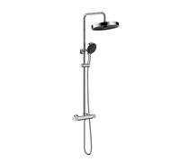 Edouard Rousseau - Colonne de Douche Thermostatique CONCAVE - Douchette 3 Jets anti-Calcaire - Tête de douche 3 Jets 25cm - Sécurité anti brûlure (Chromé)