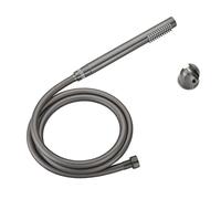 Edouard Rousseau - Combiné de Douche Flexible 1 Jet - Douchette Ø 24 mm - Flexible 1,50 m - Support Mural Métal - Raccord Universel - Plusieurs Coloris (Graphite Mat)