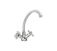 Edouard Rousseau - Mélangeur Lavabo BEVERLEY Chromé - Style Rétro - Bec Haut Orientable - Aérateur Économie d’Eau - Vidage Tirette Inclus