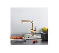 Edouard Rousseau - Mitigeur Évier CARRÉ avec Douchette Extractible - Bec Mobile Laiton Brossé