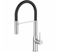 Edouard Rousseau - Mitigeur évier KOBEN Chromé/Noir - Avec douchette à clipser 1 jet - Aérateur invisible