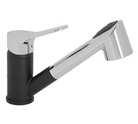 Edouard Rousseau - Mitigeur évier MAORÉ Chromé/Noir - Fabrication française - Certifié NF - Douchette extractible 2 jets