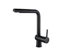 Edouard Rousseau - Mitigeur Évier MATSOUKO Noir - Bec Orientable avec Douchette Rétractable - Aérateur Économique - Commande Latérale