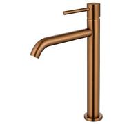 Edouard Rousseau - Mitigeur Lavabo Haut SCRIPY - Bec Élevé pour Vasque à poser - Aérateur Économie d’Eau - 3 Finitions Disponibles (Cuivre Titane)