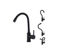 Édouard Rousseau - Mitigeur Lavabo ILO Noir - Bec Flexible à Mémoire de Forme - Aérateur Invisible - Vidage Clic-Clac