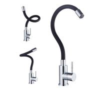 Edouard Rousseau - Mitigeur Lavabo ILO Noir/Chromé - Bec Flexible à Mémoire de Forme - Aérateur invisible