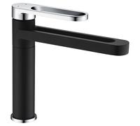 Edouard Rousseau- Mitigeur Lavano ONEGAI - Noir/Chromé - Aérateur invisible - Vidage clic-clac