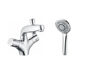 Edouard Rousseau - Mitigeur Thermostatique Bain-Douche Volga 2 - Remplissage Rapide & GRIFEMA COMPLENTO-G804 Douchette à Main 5 jets pour Salle de Bain, Moyen Pommeau de Douche