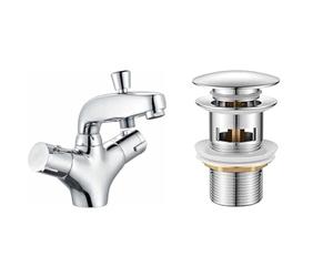 Edouard Rousseau - Mitigeur Thermostatique Bain-Douche Volga 2 - Remplissage Rapide & IBERGRIF M20502 vidage Salle de Bain, Bonde de Lavabo Pop Up, Chromé, Argent