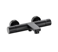 Edouard Rousseau - Mitigeur thermostatique douche/Bain douche DOMA - Sécurité anti-brûlure - Corps froid - 2 finitions : Chromé ou Noir (Noir, Bain douche)