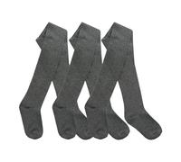Edozos Lot de 3 collants d'écolier en coton majoritaire pour filles chauds, doux et durables pour filles, confortables, extensibles et respirants, gris, 11-12 ans