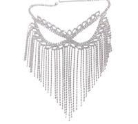 EDPEZHRMD Masque en filet à pompons en cristal Argent or strass gland cristal mascarade masque visage chaîne bijoux(Silver)