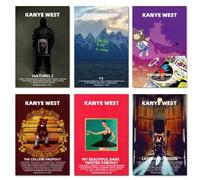 EDQMHFNV Kanye West Album Cover Poster Lot de 6 Affiches Musiques en Toile pour Chambre Mur Art Décor et Impressions 20x30cm Style 3