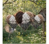 EDQPLL Coeurs de Nidification d'oiseaux en Fibre d'alpaga Faits à la Main, nichoir décoratif Rechargeable avec matériau de Nidification Naturel, abri d'hiver for Oiseaux(3pcs)