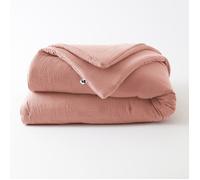 Édredon 180 x 240 cm - Double Gaze de Coton 125 gr/m² - Uni Gaïa Rose Pêche