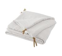 Édredon 90 x 200 cm lin lavé blanc avec 4 nouettes en jute - LUISA Meubletmoi