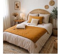 Edredon bout de lit en coton 90 x 190 cm Cocon moutarde