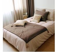 Edredon bout de lit en coton 90 x 190 cm Cocon taupe