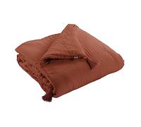 Edredon Dessus de lit L’Effet Papillon 90x200 cm - Chemin de lit 100% Gaze de Coton avec Finition Pompons [ Dessus de Lits et Couvre-Lits ] (Orange Terracotta)