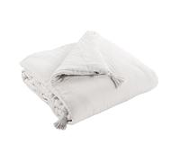 Edredon Dessus de lit L’Effet Papillon 90x200 cm - Chemin de lit 100% Gaze de Coton avec Finition Pompons [ Dessus de Lits et Couvre-Lits ] (Blanc Chantilly)