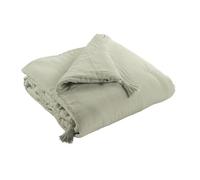 Edredon - Couverture - Dessus de lit - Bout de lit - avec 4 Pompons - Certifié Oeko-Tex - Gaze de Coton - 150 x 150 cm Gaia Coloris Vert d'eau