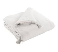 Edredon - GAIA - 90 x 200 cm - Gaze de Coton - Coloris Chantilly - Finition Pompons