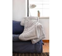 Edredon Lazy en Microfibre Peau de Pêche Uni, 140cm x 160cm Taille, Galet