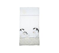 Edredon lit bébé en coton - pluche et pompon blanc 70X140