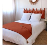 Edredon Panama avec pompons en jute Brique 90x190 cm