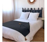 Edredon Panama avec pompons en jute Gris Foncé 90x190 cm