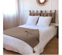 Edredon Panama avec pompons en jute Taupe 90x190 cm