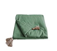 - Edredon en coton avec pompons 190x90cm - Vert argile - Panama