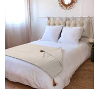 Edredon Uni à Pompons Panama 90x190cm Écru